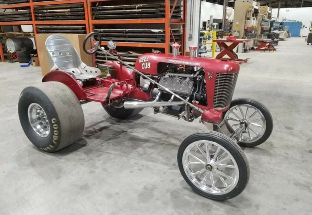 Hell Cub, a hot-rodded tractor dragster with a rear slick