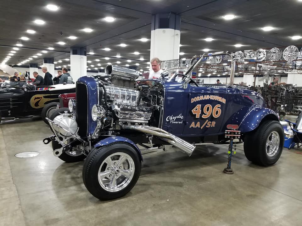Blue Deuce roadster gasser race car, Dorman-Koopman 496 AA/SR